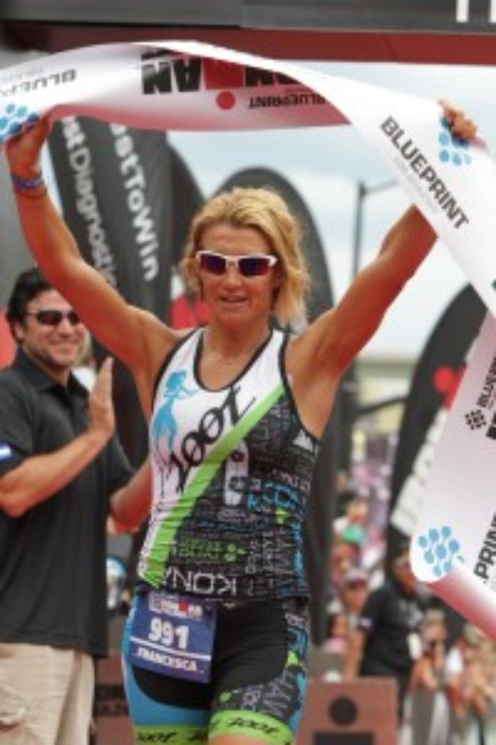 Francesca Tibaldi dopo la vittoria all’Ironman di Boulder, Colorado, nel 2015